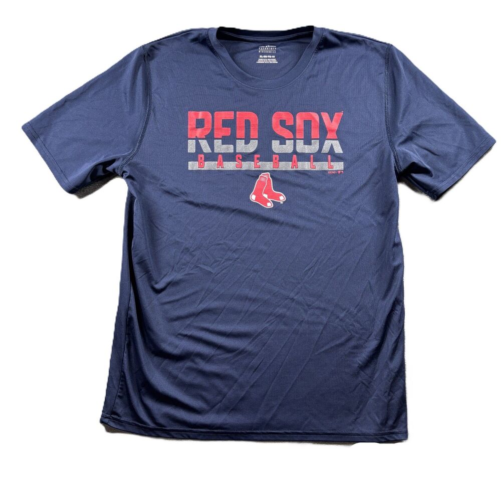 MLB Boston Red Sox Performance T-Shirt Tee Shimmer Logo Navy Blue Youth XL G211